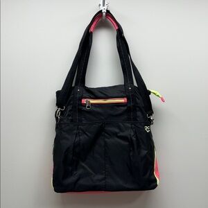 Rare Earth by Stone Mountain Large Bag Gym Travel Tote Bag Black Pink Neon Nylon